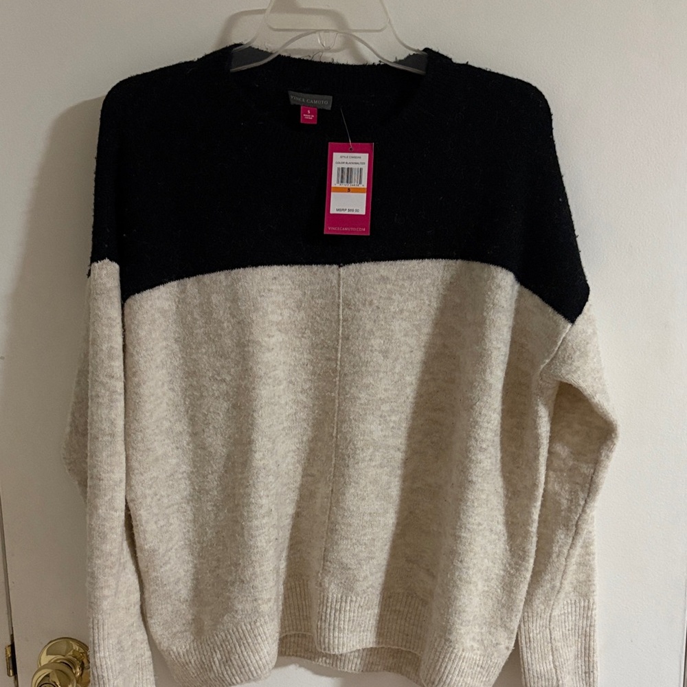 Vince Camuto Two-Tone Black and Cream Sweater